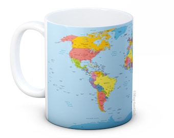 Political World Map - High Quality Ceramic Coffee Mug