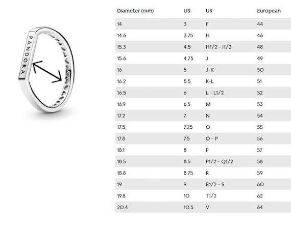 Ring Sizer Pandora Size 62 Rings Sterling Silver Pandora Ring Size