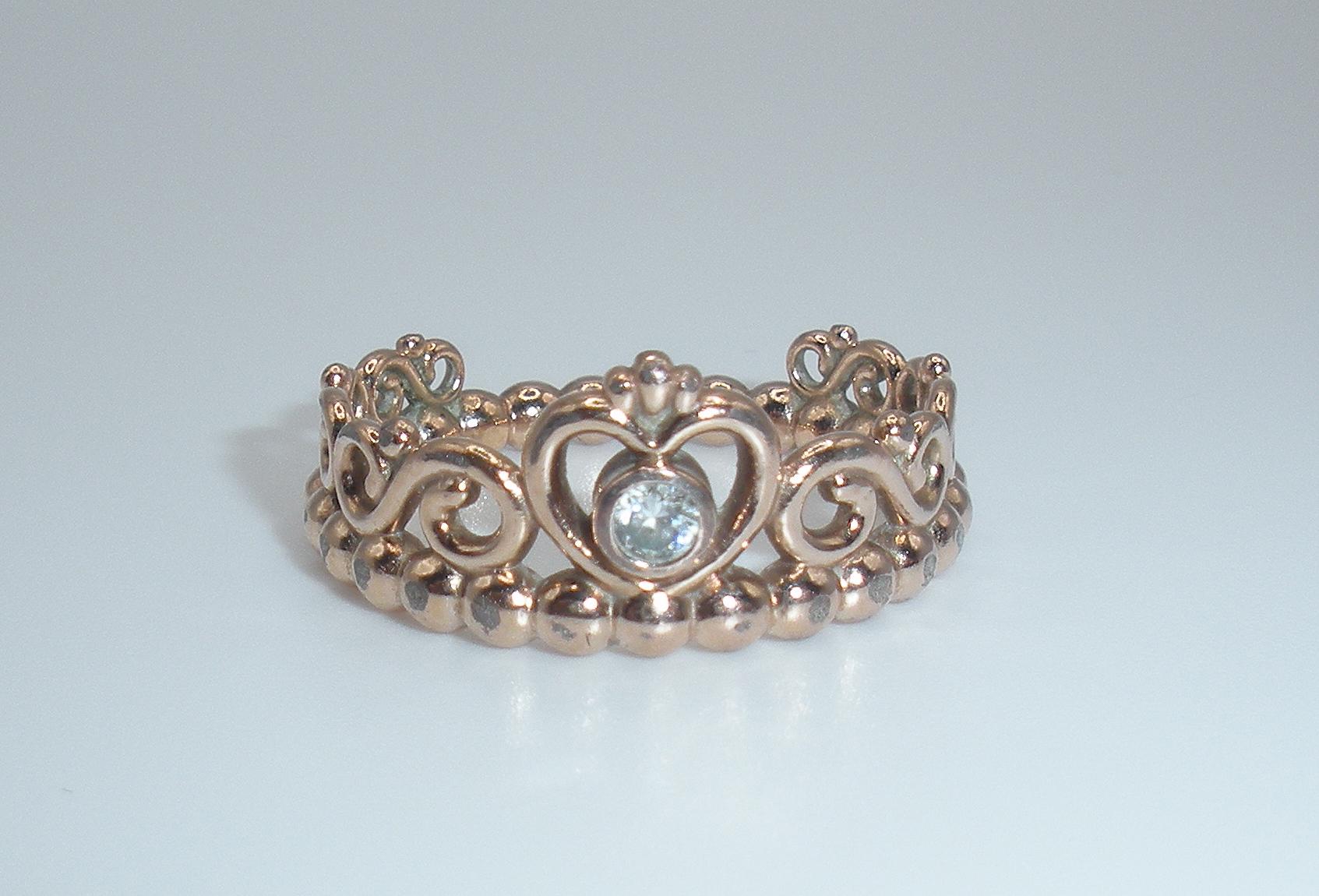 Authentic Pandora Princess Tiara Crown 14k Ring Rose Gold Plated