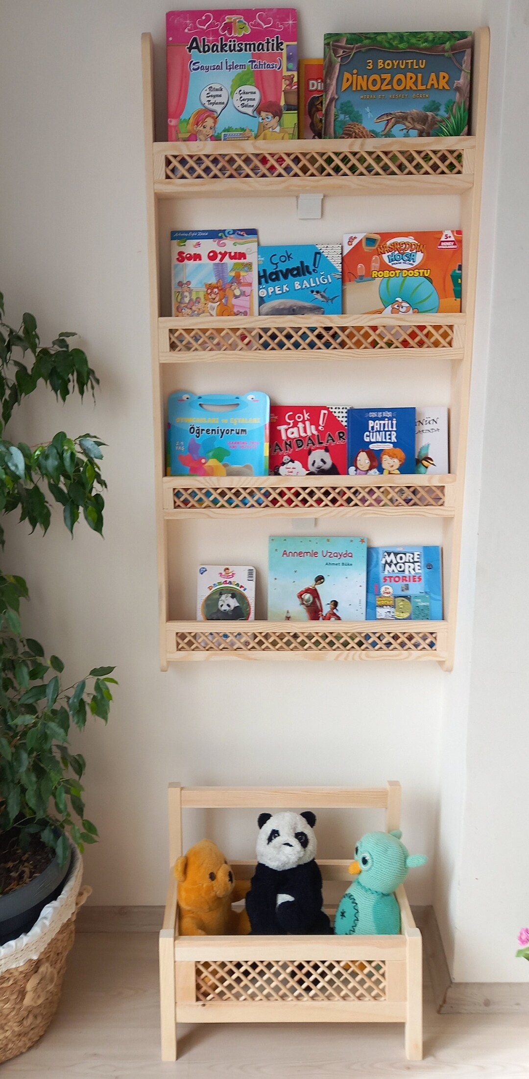 Kids Bookshelf With Toybox a Set of Montessori Bookshelf Toy Etsy