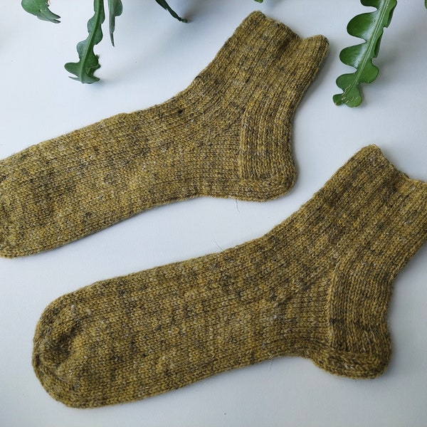 Natural yarn socks, Unisex handknitted socks, Zauberball ALB lino socks, ready to ship