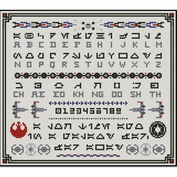 PDF: Aurebesh Sampler Pattern/Chart for Cross Stitch