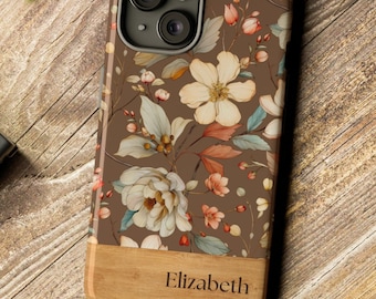 Personalized Floral Phone Case: Tough, Cottagecore Watercolor Design, iPhone, Galaxy, MagSafe Compatible