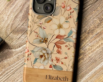 Personalized PhoneCase CottageCore Watercolor Floral Pro Max 14 Plus iPhone 11 12 13 15 MagSafe Galaxy S 21 22 23 24 Plus Ultra Custom Gift