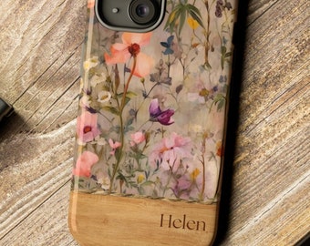 Personalized Wildflower Phone Case: Tough, MagSafe Compatible, Custom Mom Gift