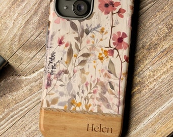 Personalized Wildflower Phone Case: Tough Floral Cover, Custom Mom Gift