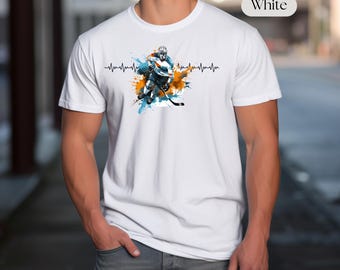 Heartbeat Hockey Unisex Short Sleeve T-shirt, Hockey gift for him