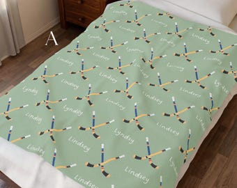Personalized Hockey Sticks Blanket