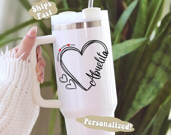 Personalized Abuelita Tumbler 40oz and 20oz., Custom Tumbler for Abuela, Custom Grandkid names on Spanish Grandmother Heart Tumbler,