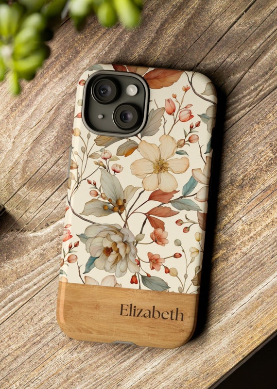 Personalized PhoneCase CottageCore Watercolor Floral Pro Max 14 Plus iPhone 11 12 13 15 MagSafe Galaxy S 21 22 23 24 Plus Ultra Custom Gift