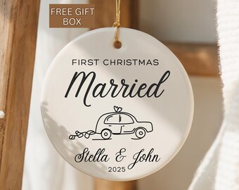Personalized First Christmas Married Ornament, Christmas Wedding Keepsake, First Christmas as Mr and Mrs, Xmas 1st Married Ornament, Custom