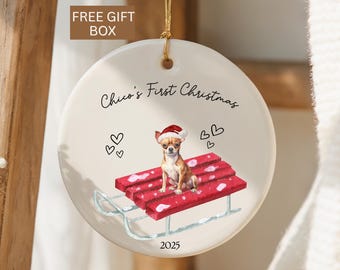Personalized Chihuahua Puppy's First Christmas Ornament Keepsake, 1st Xmas Chihuahua Ornament, Chihuahua Christmas Ornament, Puppy Ornament