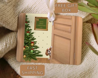 Cavalier Spaniel First Christmas Ornament Personalized, Custom 1st Christmas Cavalier Spaniel Puppy Ornament, Puppy First Christmas Keepsake