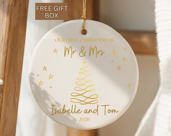 First Christmas Married, Mr and Mrs Personalized Ornament , First as Mr Mrs, Mr Mrs Christmas Keepsake, First Christmas Married Ornament