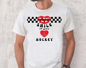 Funny Smile If You Love Hockey Unisex Short Sleeve T-shirt, Gift for hockey player, Gift for hockey coach