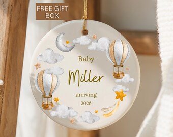 Birth Announcement Ornament, Expecting Parents Gift, Pregnancy Announcement, Baby reveal, Future Grandparents, Watercolor Baby Announcement