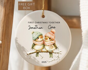 Personalized First Christmas Together Birds Ornament , Custom Couple Keepsake, Couple First Christmas Together, Christmas Couple Ornament
