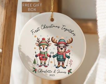First Christmas Together Ornament , Custom Couple Keepsake, Couple First Christmas Together, Christmas Couple Ornament, Skis Couple Ornament