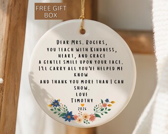 Teacher Thank You Ornament, Personalized Teacher Appreciation Ornament, Custom Poem Ornament for Teacher, Thank You Keepsake for Teacher