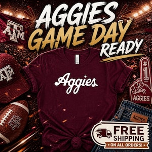 Texas Aggies Game Day Shirt, Aggies Script Tee, College Football Shirt, Texas Aggie Fan Gear, Maroon Game Day Outfit