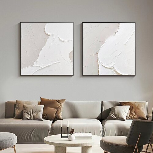 Woman Body Large Original Minimalist Oil Painting Female Power Portrait shops Art White Texture Art Modern Wall Art Fashion Wabi-sabi Wall Art