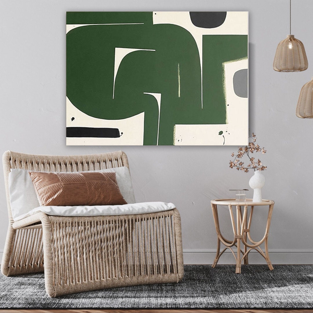 Minimalist Art Painting on Canvas Mid Century Modern Painting Etsy