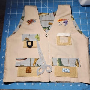 Baby fishing camping vest handcrafted infant vest and no scratch mitts gender reveal unique baby shower gift baby announcement various sizes