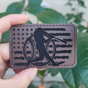 Baseball Leather Patch, American flag leather patch, adhesive leather patch,  baseball patches for bag, patches for sports bag