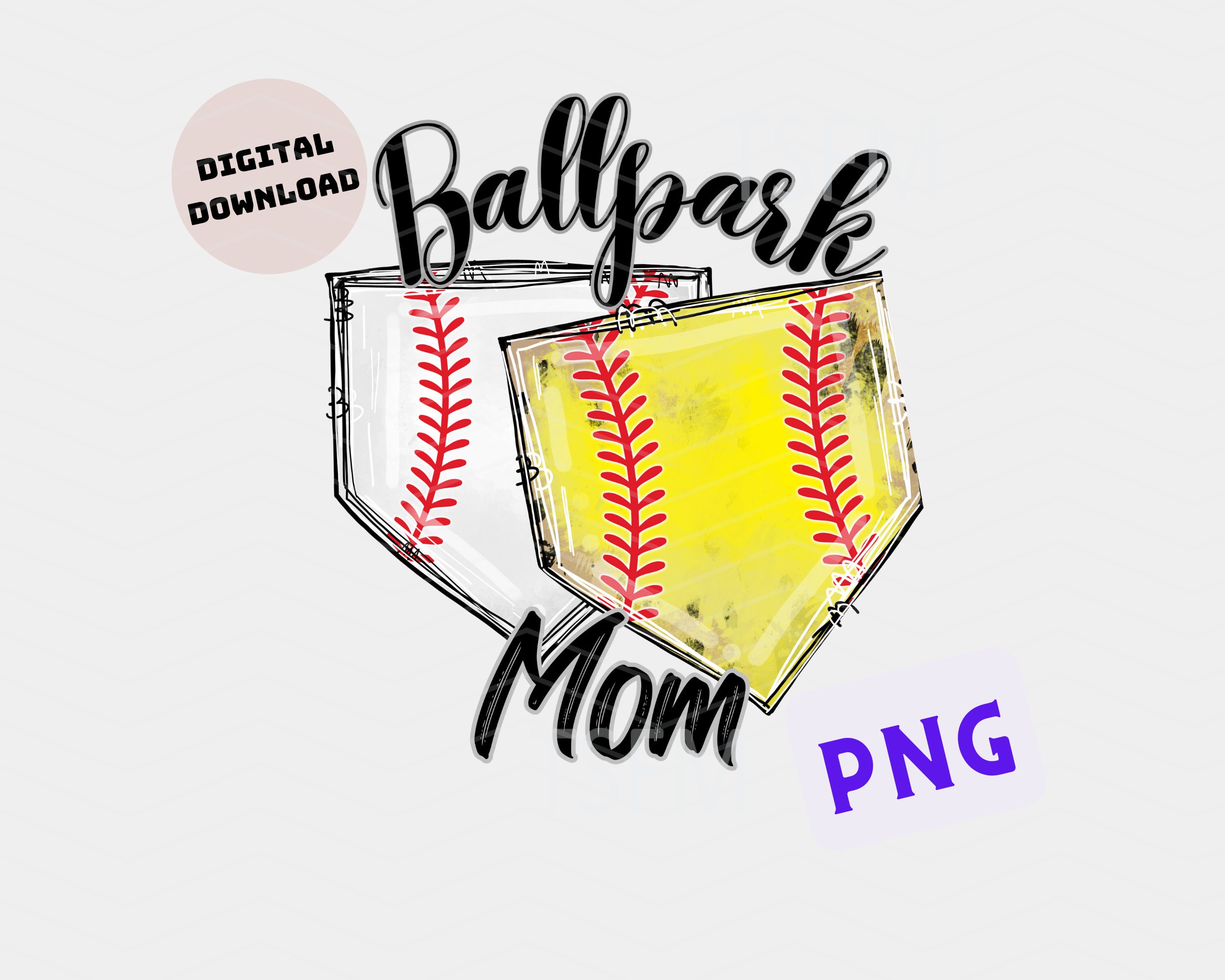 Ballpark mom png, Ballpark mom half baseball half softball, Ballpark mom shirt, mom of both png