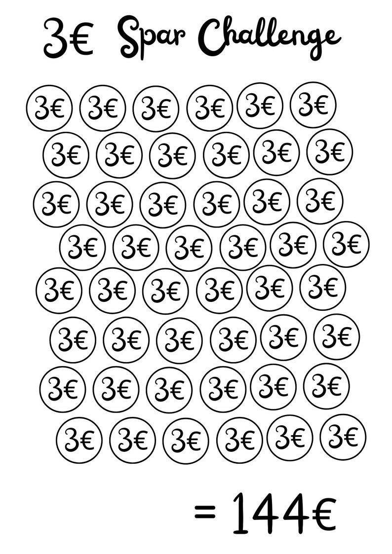 10 in 1 Spar Challenges Tracker 1 Euro 2 Euro 3 Euro 4 Etsy Hong Kong