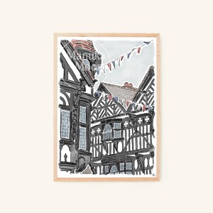 Chester, Cheshire, United Kingdom- art print from original artwork in a watercolour style (portrait/vertical digital download print)
