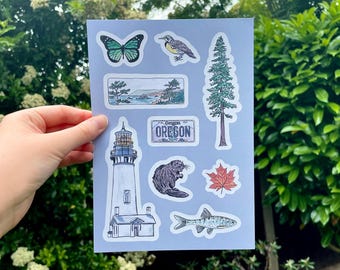 Oregon Themed A5 Sticker Sheet