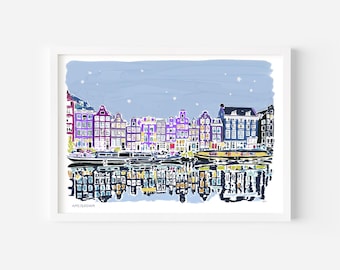 Amsterdam Gouache Painting | Canal Houses