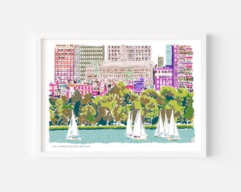 Boston Gouache Painting | The Charles River