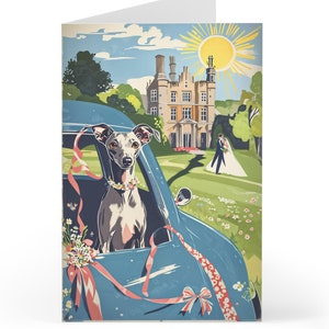 Italian Greyhound Wedding Card - A6 - Art Work (Greeting Cards / whippet / greyhounds / sighthound dog / engagement congratulations / gifts)