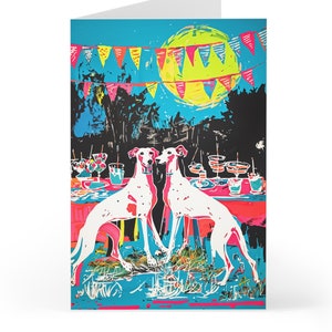 Whippet / Italian Greyhound / Greyhound Birthday Card - A6 - Art Work - Party Engagement Wedding Congratulations Greeting Card