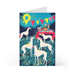 Whippet / Italian Greyhound / Greyhound Birthday Card - A6 - Art Work - Party Engagement Wedding Congratulations Greeting Card