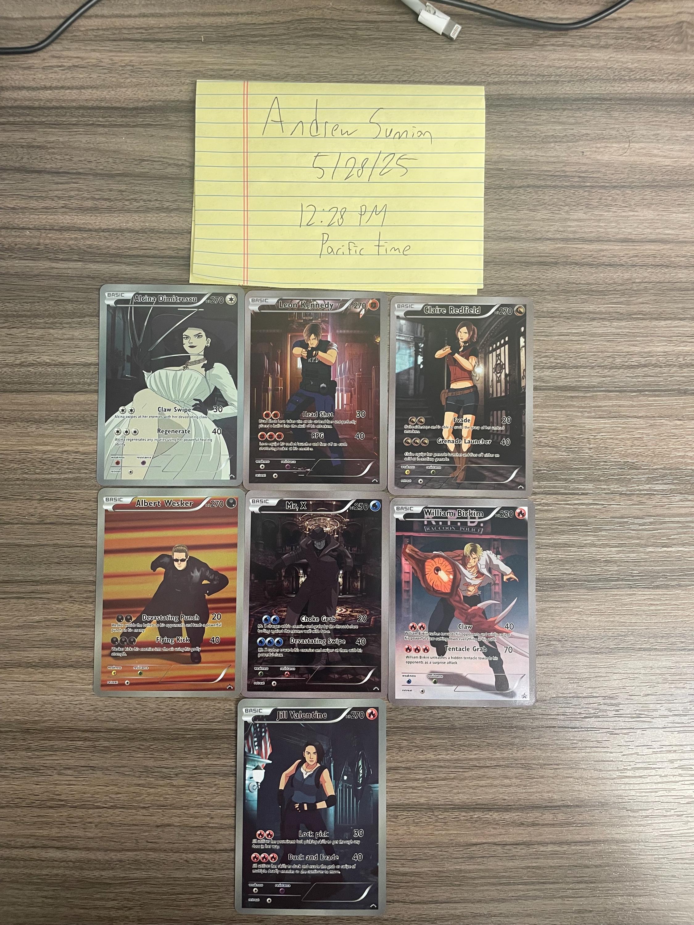Resident Evil trading card lot 7 cards