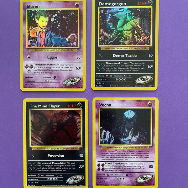 Stranger Things Cards, Custom Card, Custom Pokemon Card, Pokemon Gift, Vecna, Eleven, Demogorgon