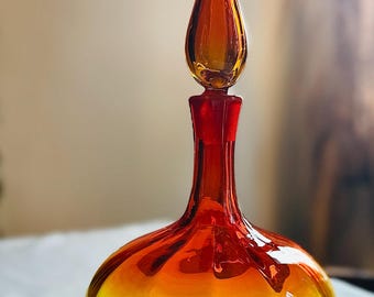 Blenko Amberina Glass Decanter 6530L – Hand-Blown, Mid-Century Barware