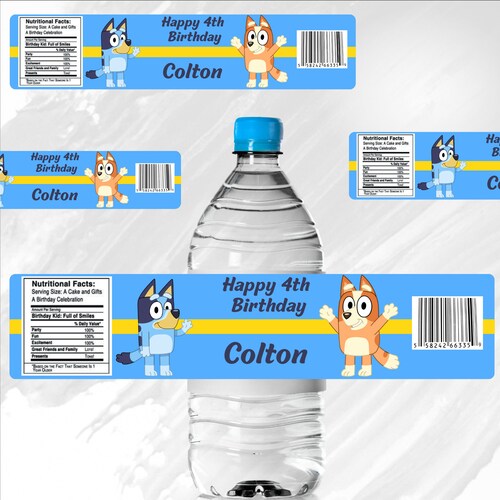 Bluey Birthday Water Bottle Label Template Bluey Water Etsy