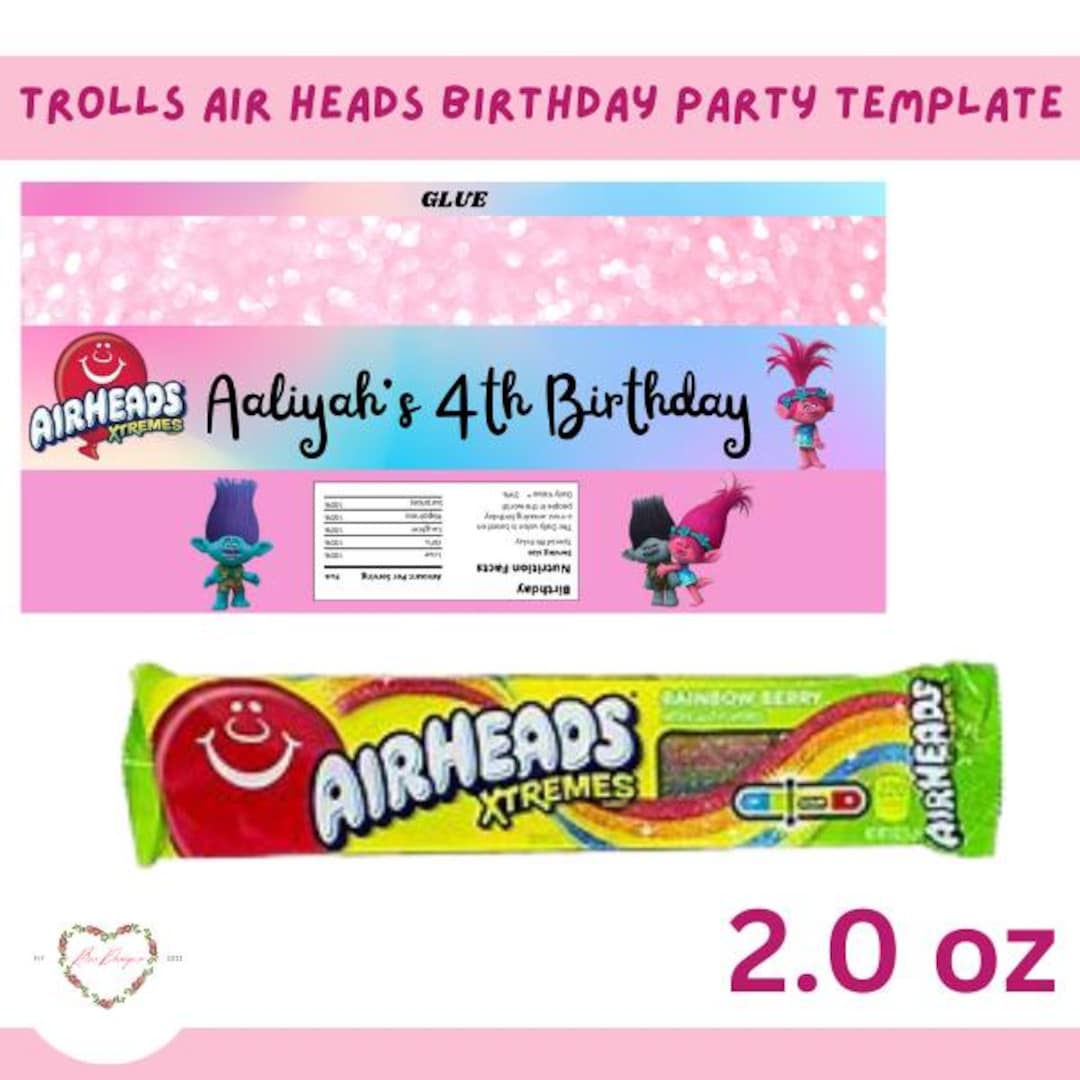 Troll Paper Labels 2oz Trolls Candy Wrapper Template, Candy Label Template, Trolls Party ...