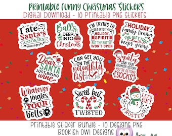 Funny Christmas Sticker Designs: Sarcastic PNG Stickers (Digital Download)