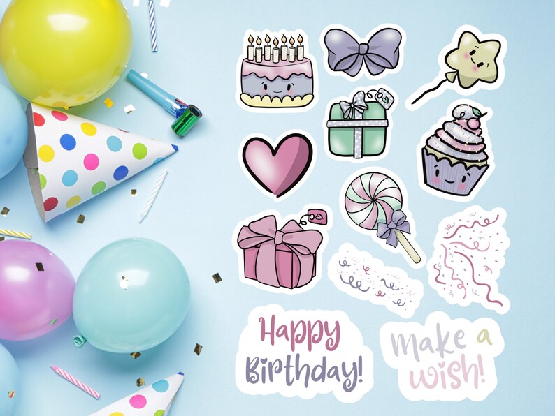 Printable Happy Birthday Sticker Bundle Printable PNG Digital - Etsy