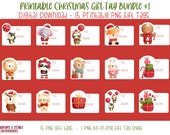 Printable PNG Christmas Gift Tag Bundle #1, Holiday DIY Gift Tags, Print and Cut Christmas Labels, Digital Christmas Gift Tags