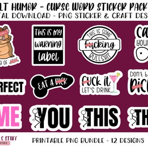 105pcs Funny Stickers for Adults, Prank Meme (Dirty) Large Sticker Pack for  B