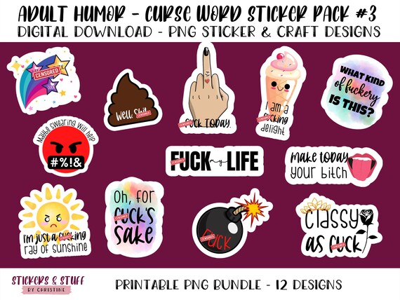 Adult Humor Curse Word Sticker Pack 3 Digital PNG Sticker - Etsy