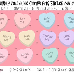 Printable Naughty Valentine Candy PNG Sticker Bundle, Print Then Cut Dirty Valentine Candy Stickers, DIY Dirty Valentine, Instant Download