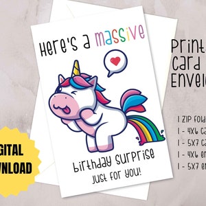 Cartão de aniversário divertido para impressão, download instantâneo engraçado para adultos, cartão de aniversário para ele ou ela, cartões DIY, cartão de aniversário digital