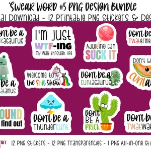 Swear Word Bundle #5 PNG Print and Cut Stickers, Adult Content Stickers, Print and Cut Stickers, Curse Word Stickers, Curse Words Stickers